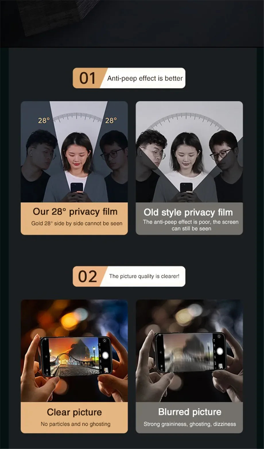 Roll Block | Full-Cover Anti-Spy Tempered Glass - Privacy Screen Protector for All Phones