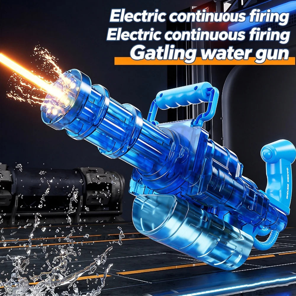 Roll Block | Motorized Automatic Firing Electric Gatling Water Gun - Heavy-Duty Hydro Blaster