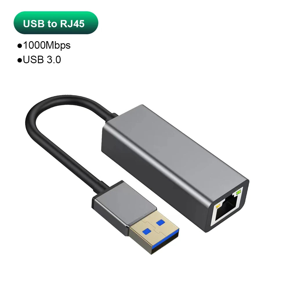 Roll Block | 2-in-1 USB 3.0 & Type-C to Gigabit Ethernet Adapter - High-Speed RJ45 Network Card