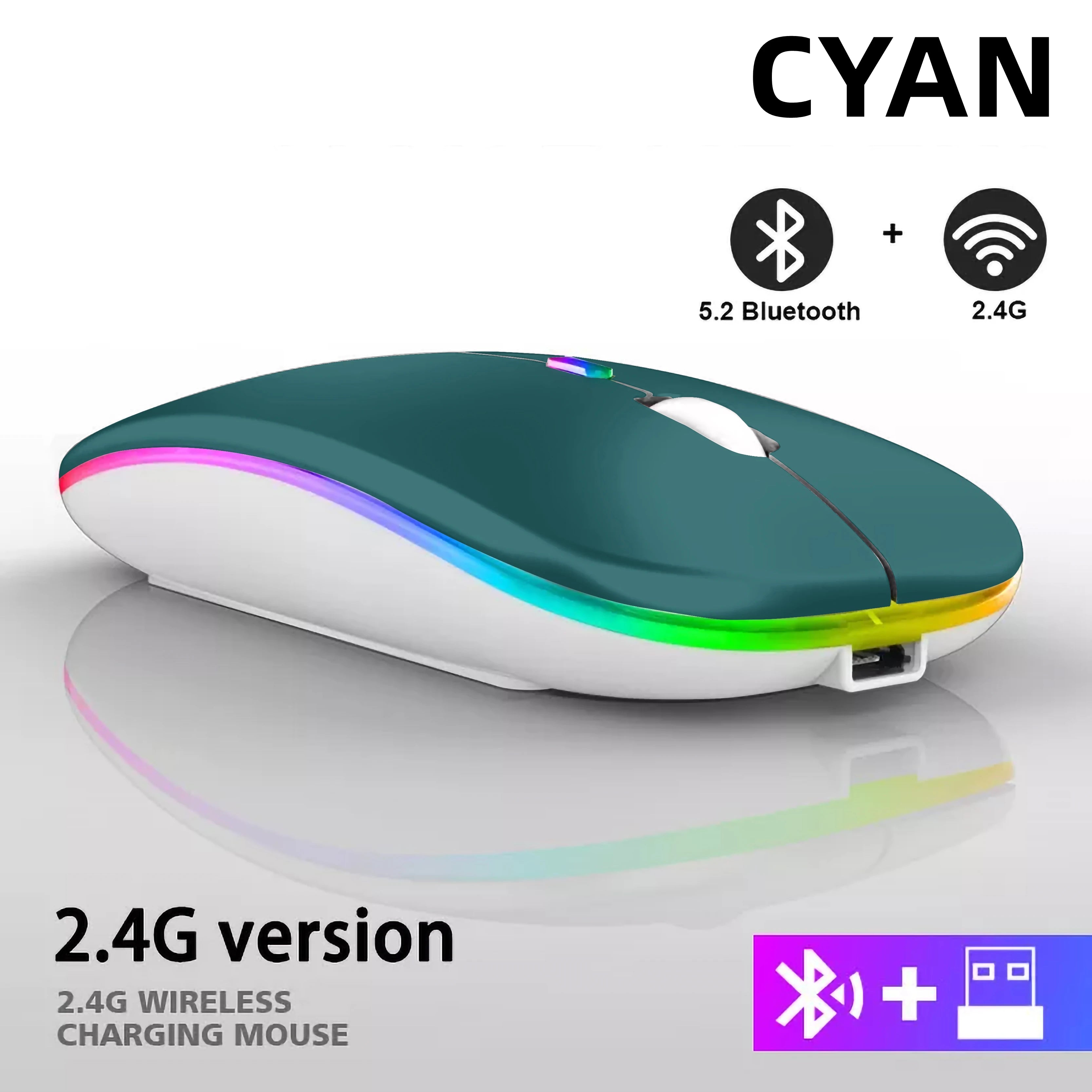 Dual-Mode Rechargeable Wireless RGB Mouse (Bluetooth + 2.4GHz)