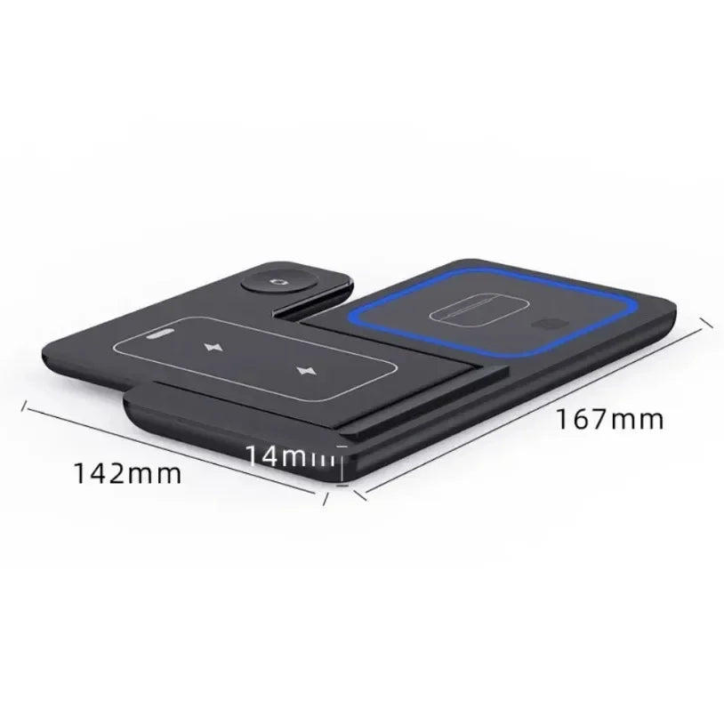 Roll Block | Tri-Fold 3-in-1 Wireless Charging Station - Fast Travel Stand & Desktop Dock