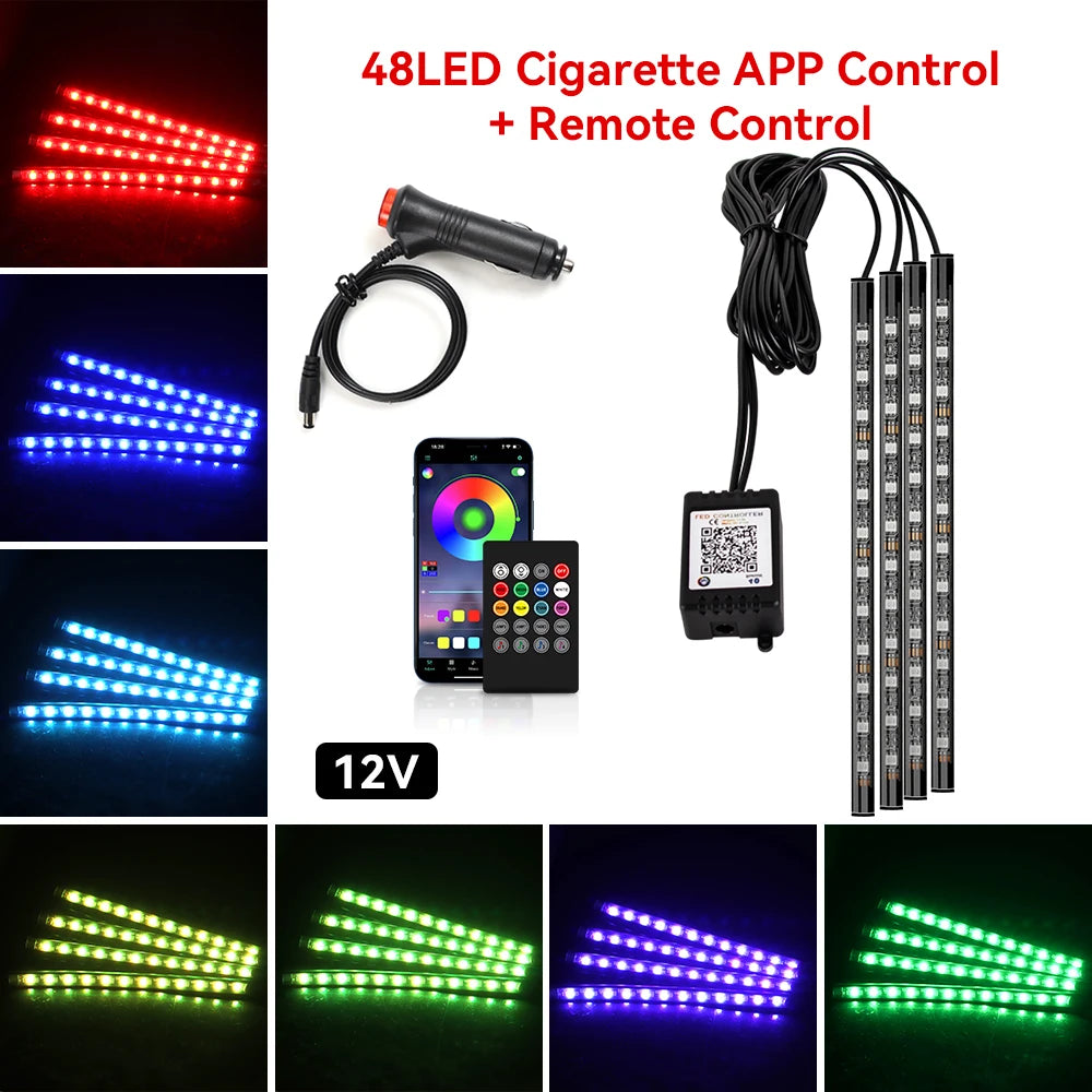 Roll Block | AuraGlow RGB LED Car Interior Atmosphere Kit - Wireless App & Sound-Activated Ambient Lighting