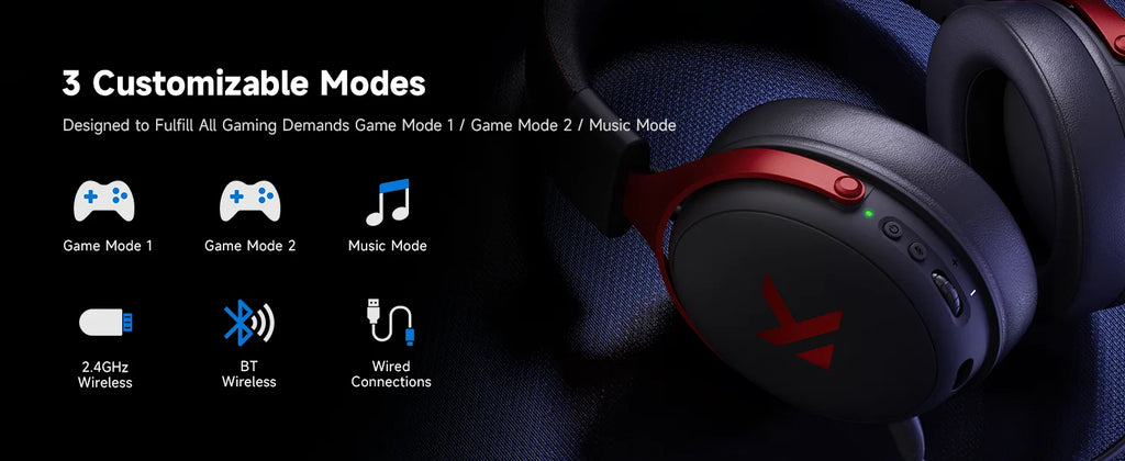 Roll Block | MCHOSE V9 Pro Gaming Wireless Headset - AI Noise Canceling Tech & Surround Sound 7.1 Low-Latency Headphones