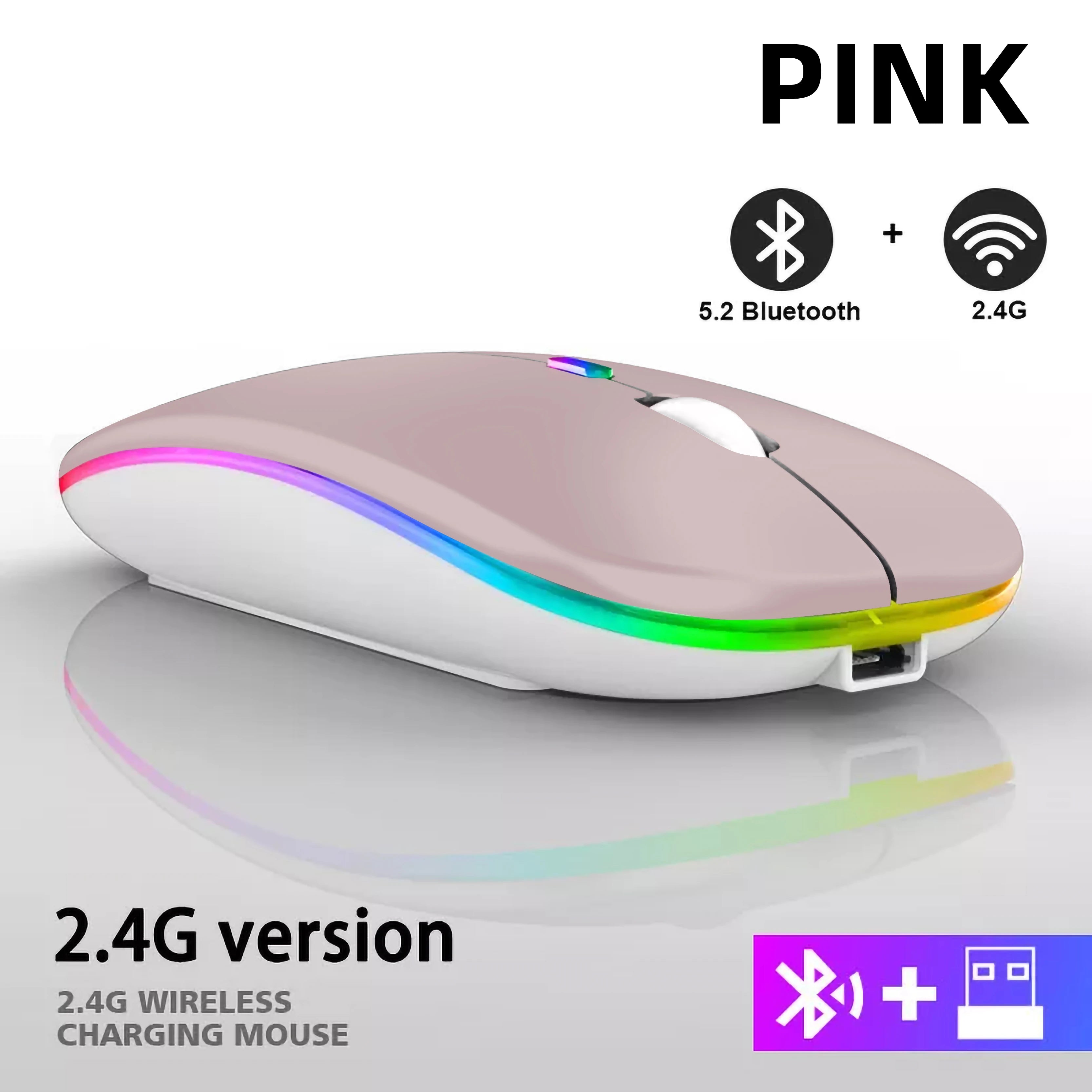 Dual-Mode Rechargeable Wireless RGB Mouse (Bluetooth + 2.4GHz)