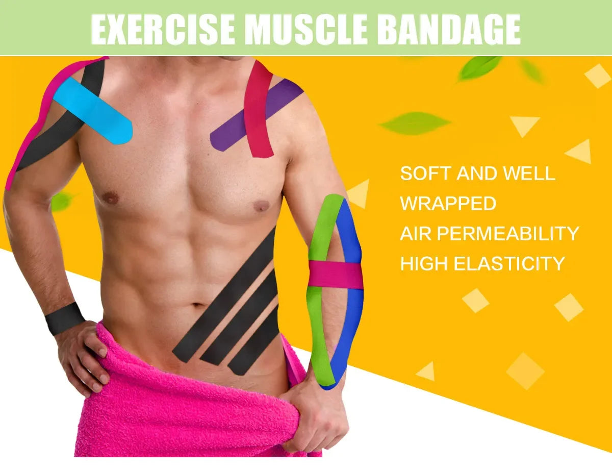 Roll Block | Kinesiology Elastic Athletic Tape - Muscle Recovery & Self-Adherent Pain Relief Wrap