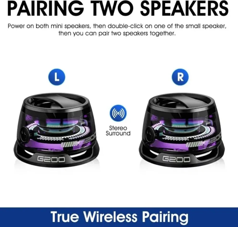 Roll Block | G200 Magnetic Portable Bluetooth Speaker - Transparent RGB Mini Sound Box & Phone Stand