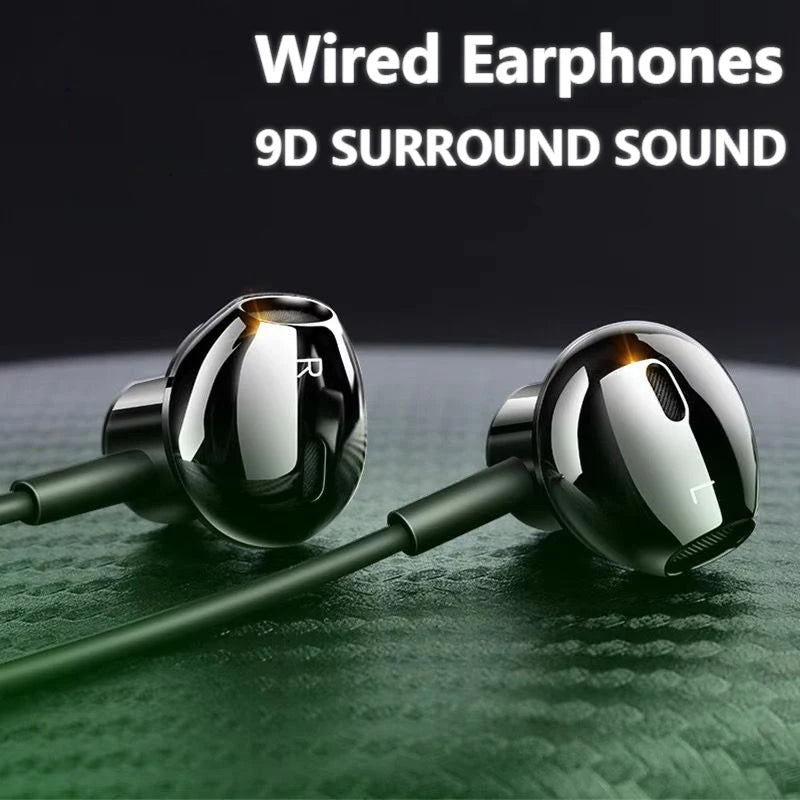 Roll Block | In-Ear Wired Headphones - 9D Double Bass Stereo Earbuds with HD Mic