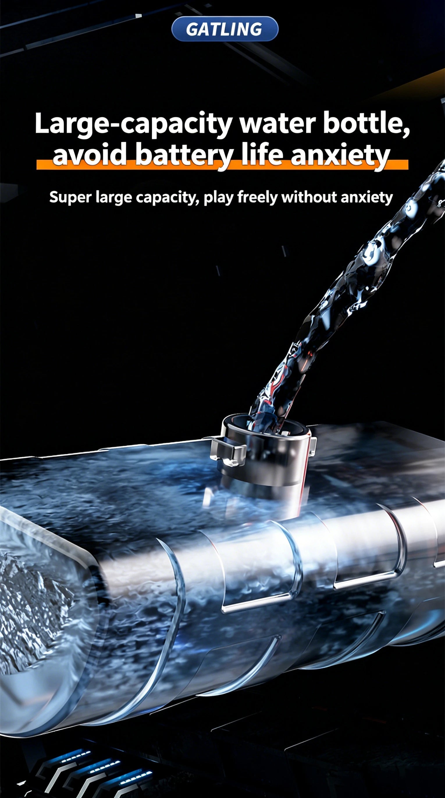 Roll Block | Motorized Automatic Firing Electric Gatling Water Gun - Heavy-Duty Hydro Blaster