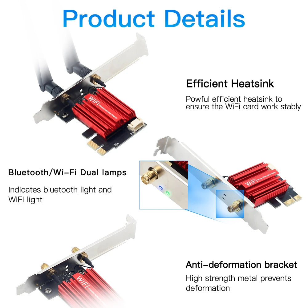 Roll Block | AC1200 PCIE WiFi Adapter - Desktop Wireless Network Card & BT4.0 Hub