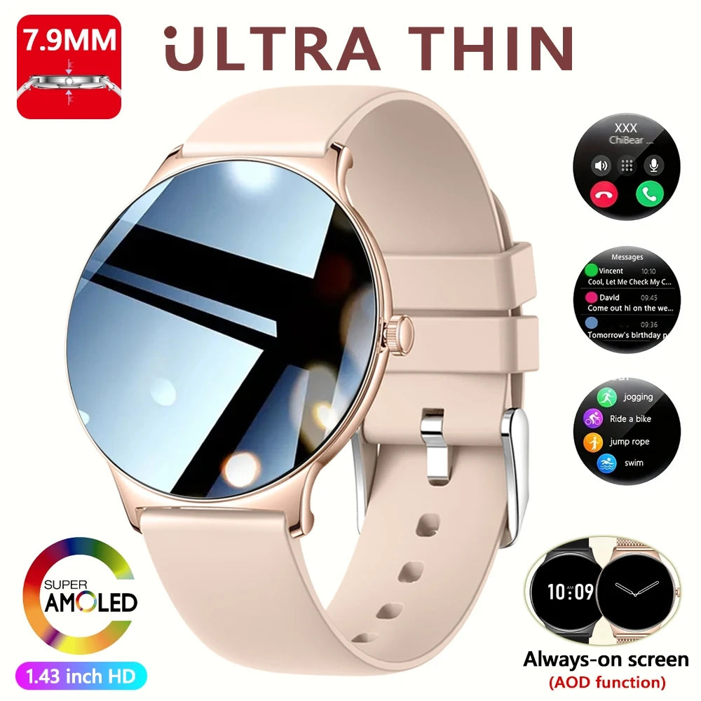 Roll Block | Ultra-Thin Fashion AMOLED Smart Watch - Always-On HD Display & Bluetooth Call Fitness Bracelet