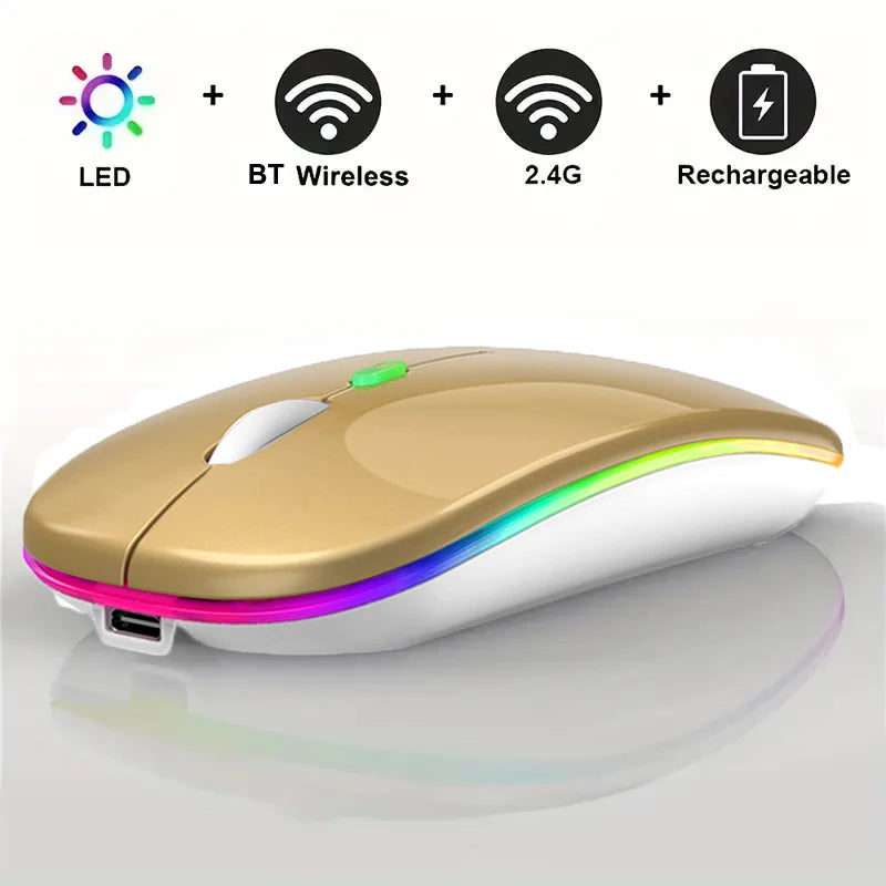 Roll Block | Slim LED Wireless Dual-Mode Mouse - Silent RGB Rechargeable Peripherals