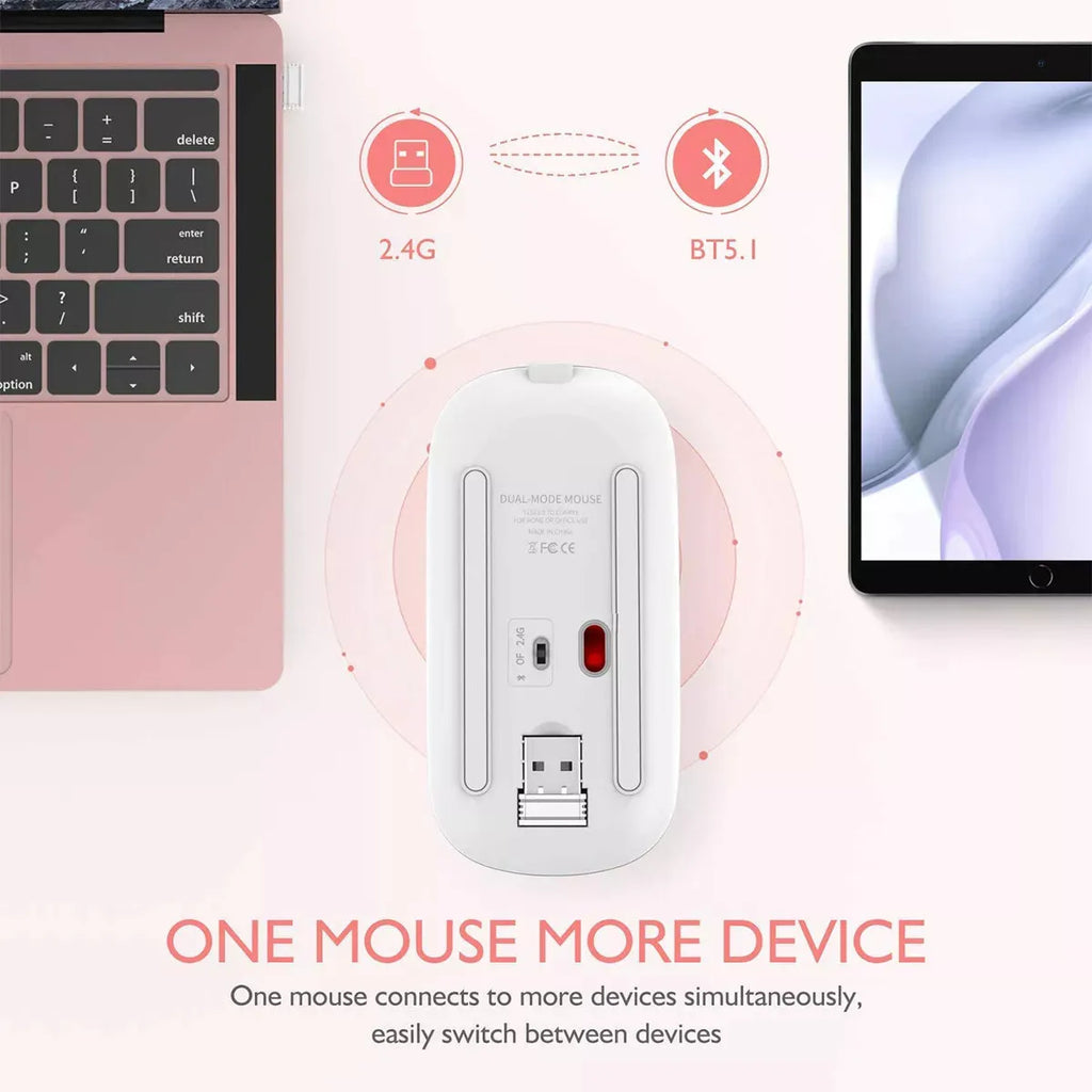 Roll Block | Slim LED Wireless Dual-Mode Mouse - Silent RGB Rechargeable Peripherals