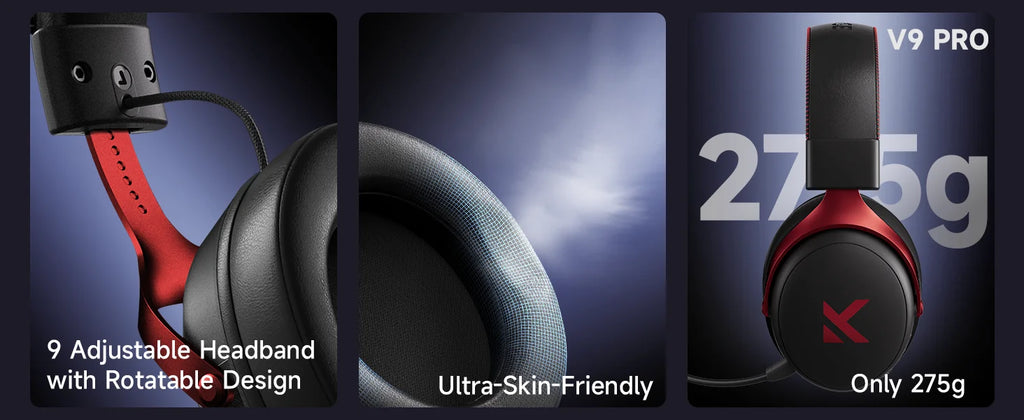 Roll Block | MCHOSE V9 Pro Gaming Wireless Headset - AI Noise Canceling Tech & Surround Sound 7.1 Low-Latency Headphones
