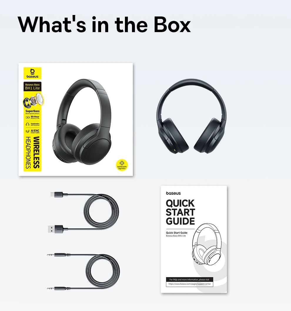 Roll Block | Baseus BH1 Wireless Headphones - 80H Playtime Super Bass Over-Ear Headset