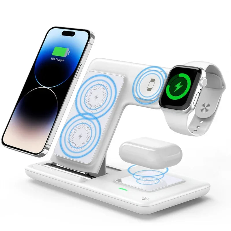 Roll Block | Tri-Fold 3-in-1 Wireless Charging Station - Fast Travel Stand & Desktop Dock