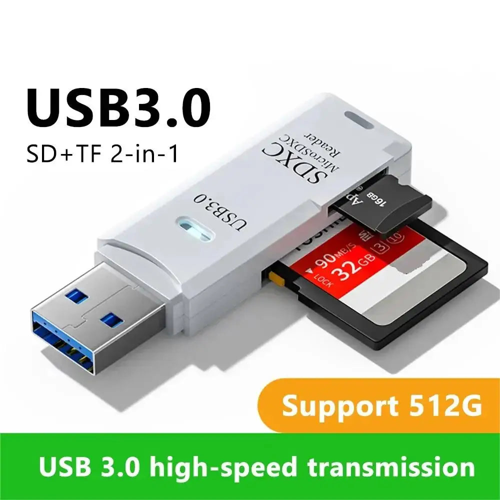 Roll Block | 2-in-1 Multi-Functional USB 3.0 Card Reader - High-Speed Micro SD/TF Adapter Flash Drive