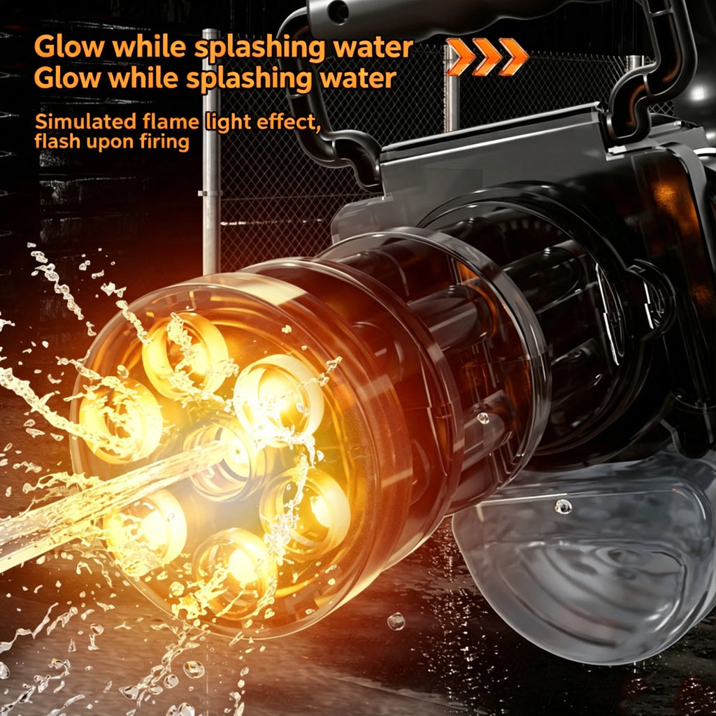 Roll Block | Motorized Automatic Firing Electric Gatling Water Gun - Heavy-Duty Hydro Blaster