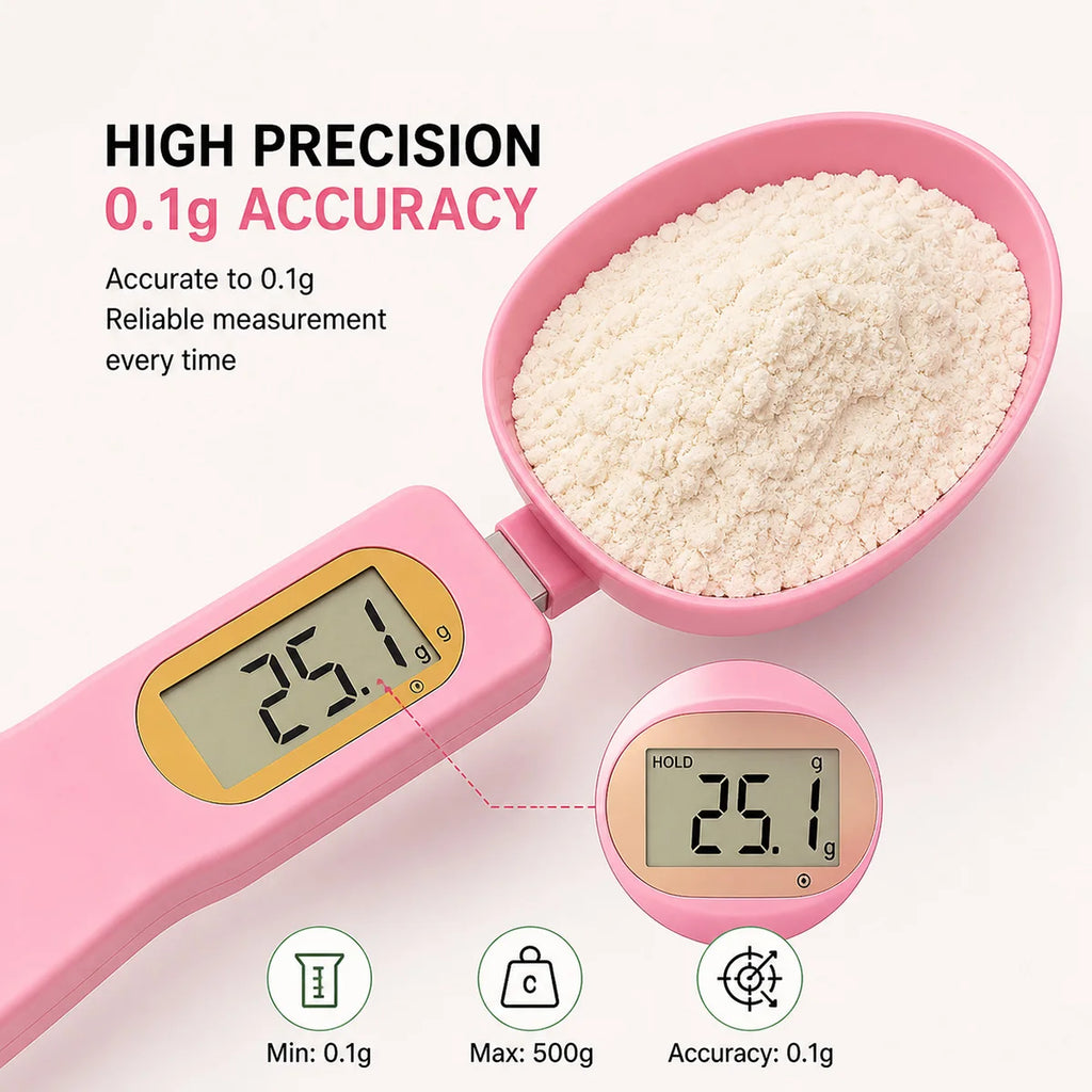 Roll Block | Digital Food Spoon Scale - 0.1-500g High-Precision Kitchen Measurement Tool