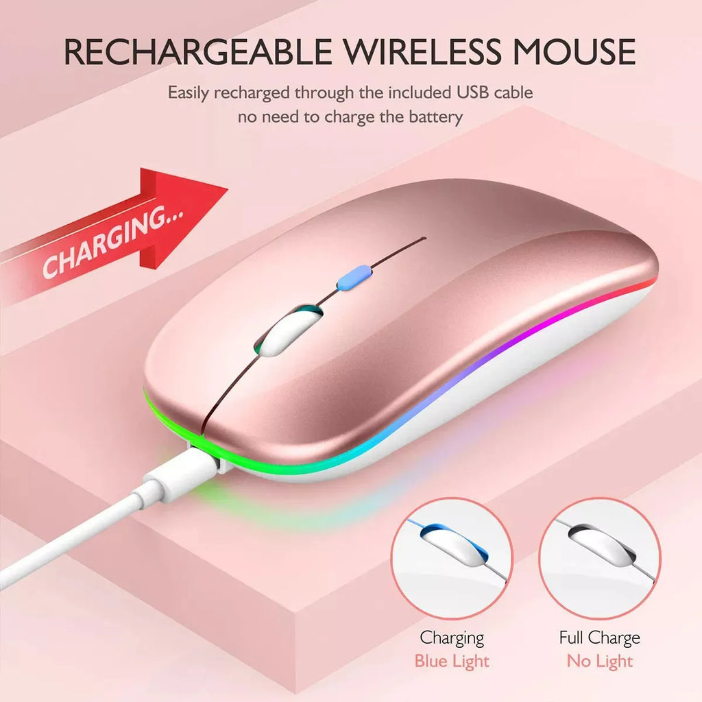Roll Block | Slim LED Wireless Dual-Mode Mouse - Silent RGB Rechargeable Peripherals
