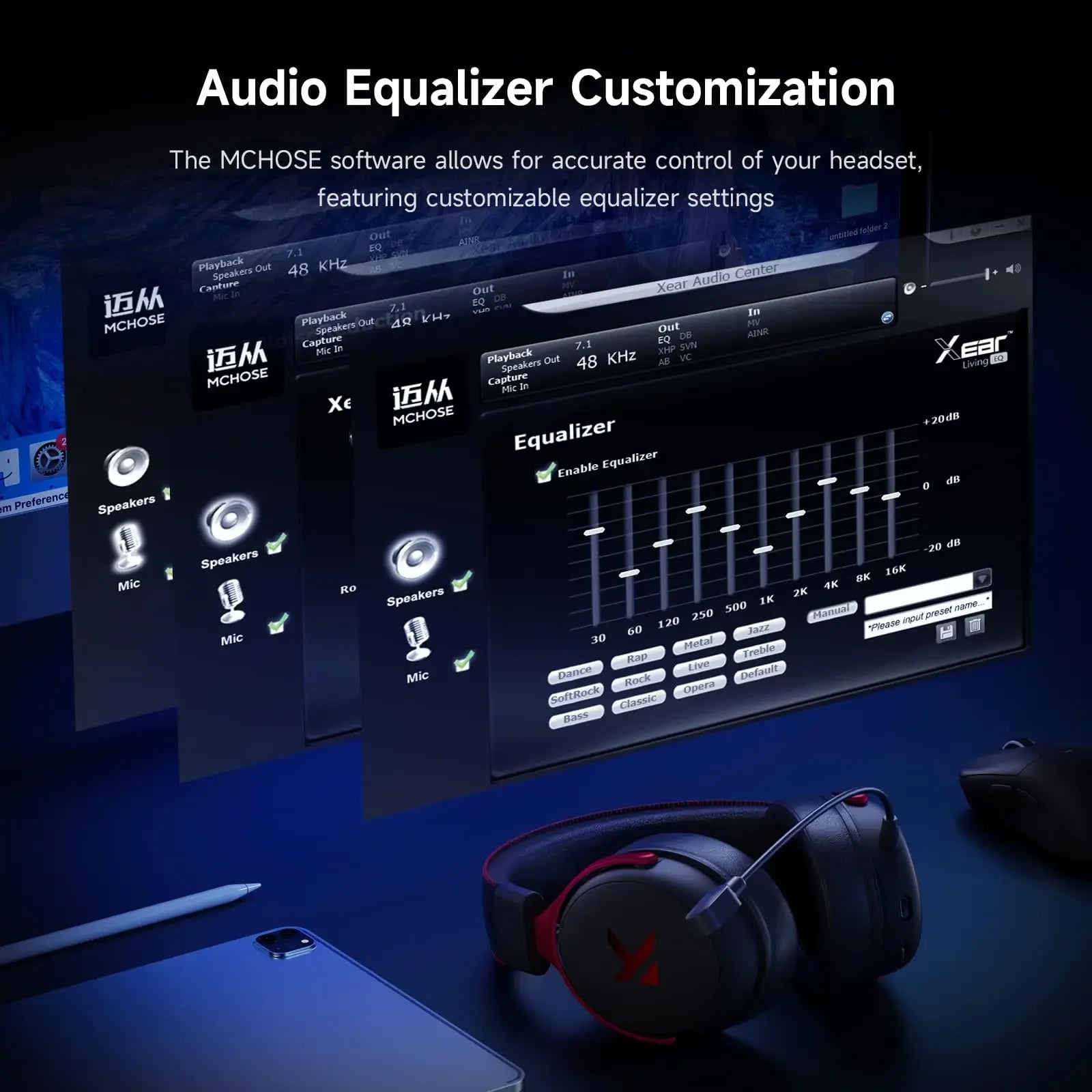 Roll Block | MCHOSE V9 Pro Gaming Wireless Headset - AI Noise Canceling Tech & Surround Sound 7.1 Low-Latency Headphones