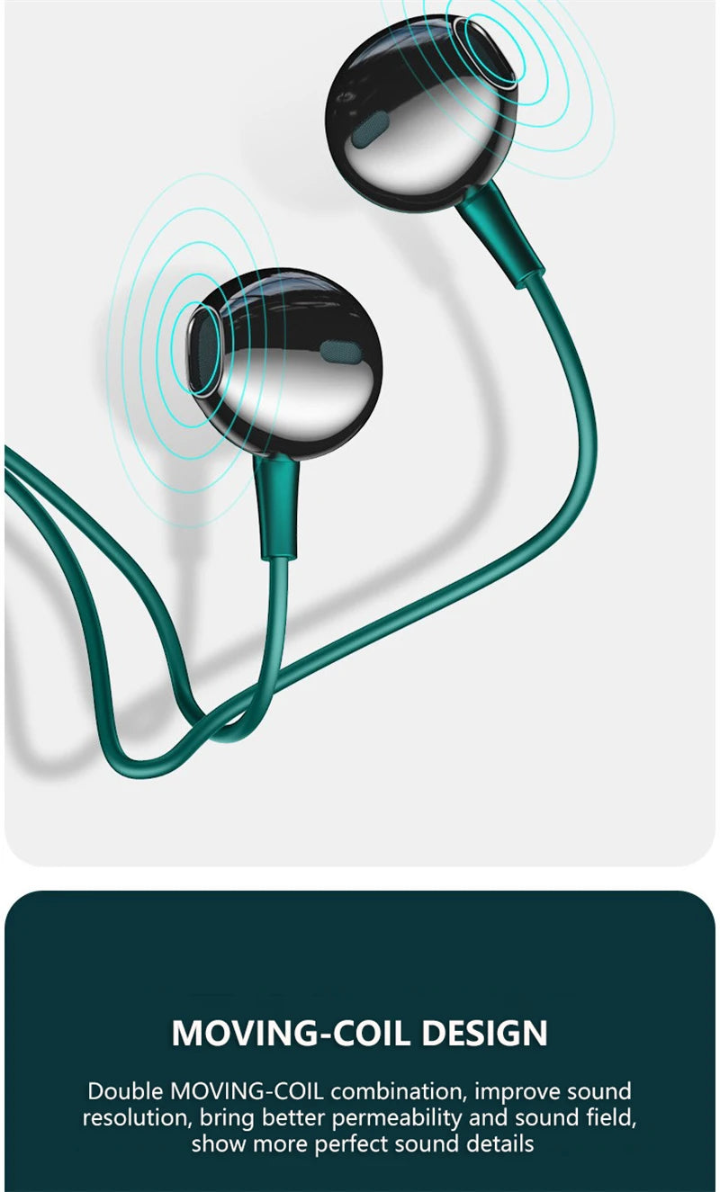 Roll Block | In-Ear Wired Headphones - 9D Double Bass Stereo Earbuds with HD Mic