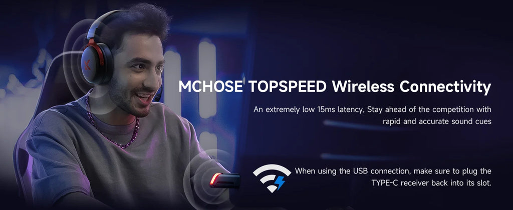 Roll Block | MCHOSE V9 Pro Gaming Wireless Headset - AI Noise Canceling Tech & Surround Sound 7.1 Low-Latency Headphones