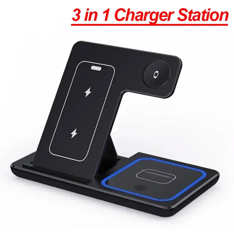 Roll Block | Tri-Fold 3-in-1 Wireless Charging Station - Fast Travel Stand & Desktop Dock