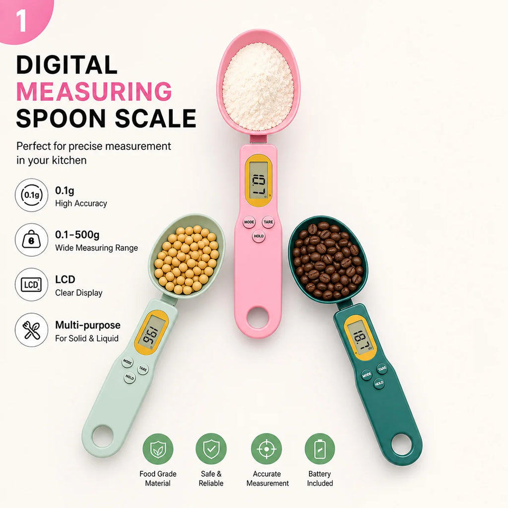 Roll Block | Digital Food Spoon Scale - 0.1-500g High-Precision Kitchen Measurement Tool