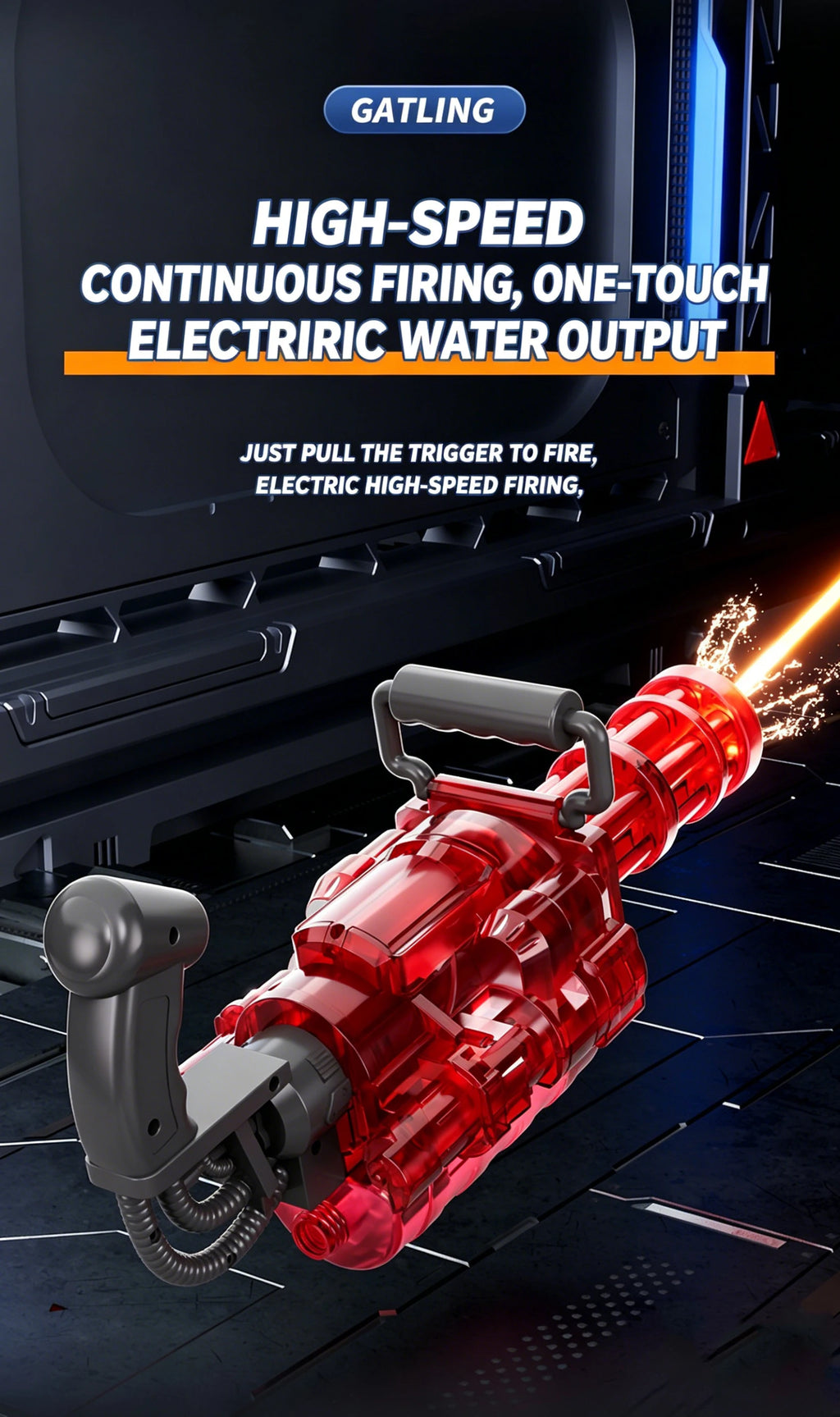 Roll Block | Motorized Automatic Firing Electric Gatling Water Gun - Heavy-Duty Hydro Blaster