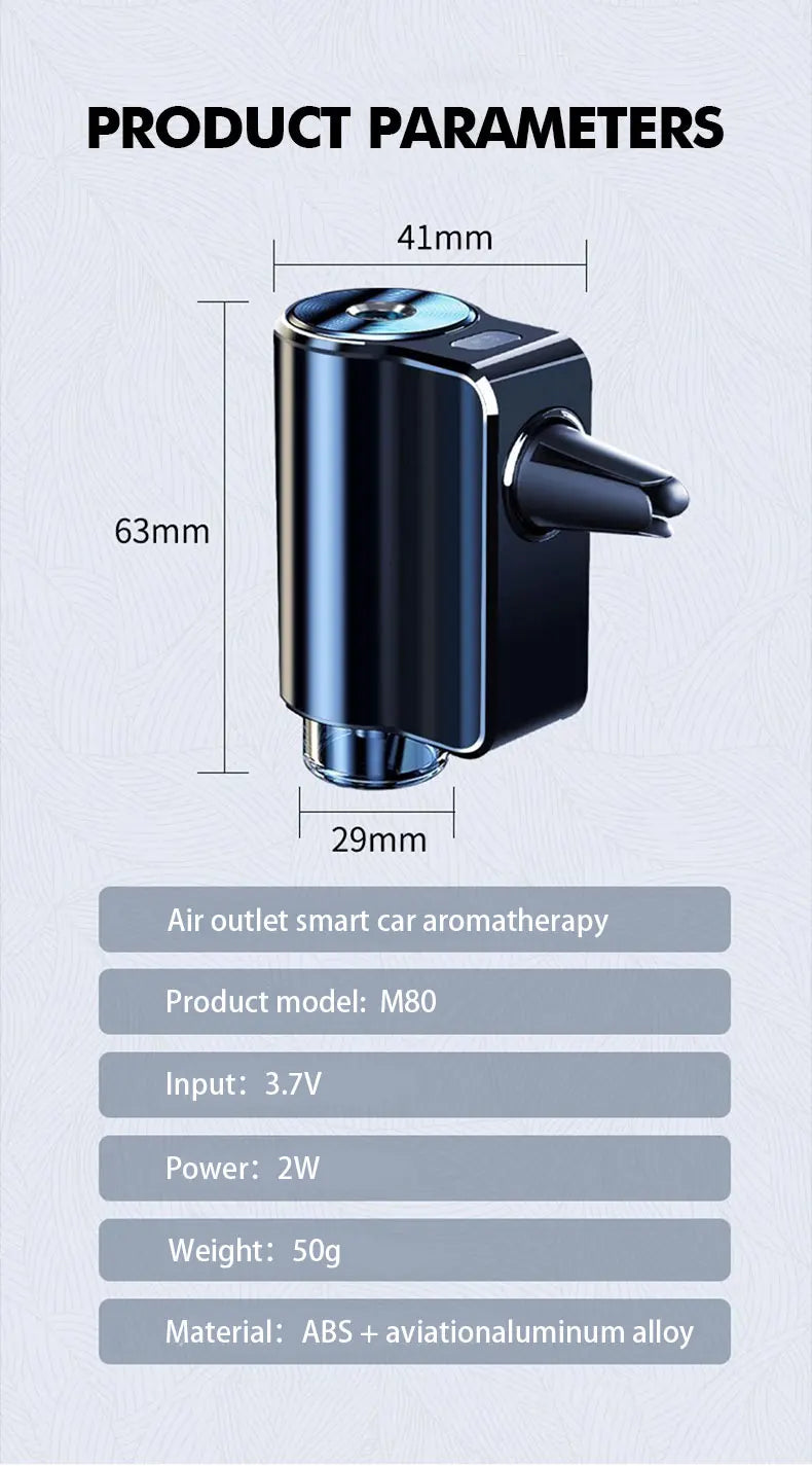 Roll Block | Smart Car Air Aromatherapy Diffuser - 3-Level Intelligent Fragrance Humidifier