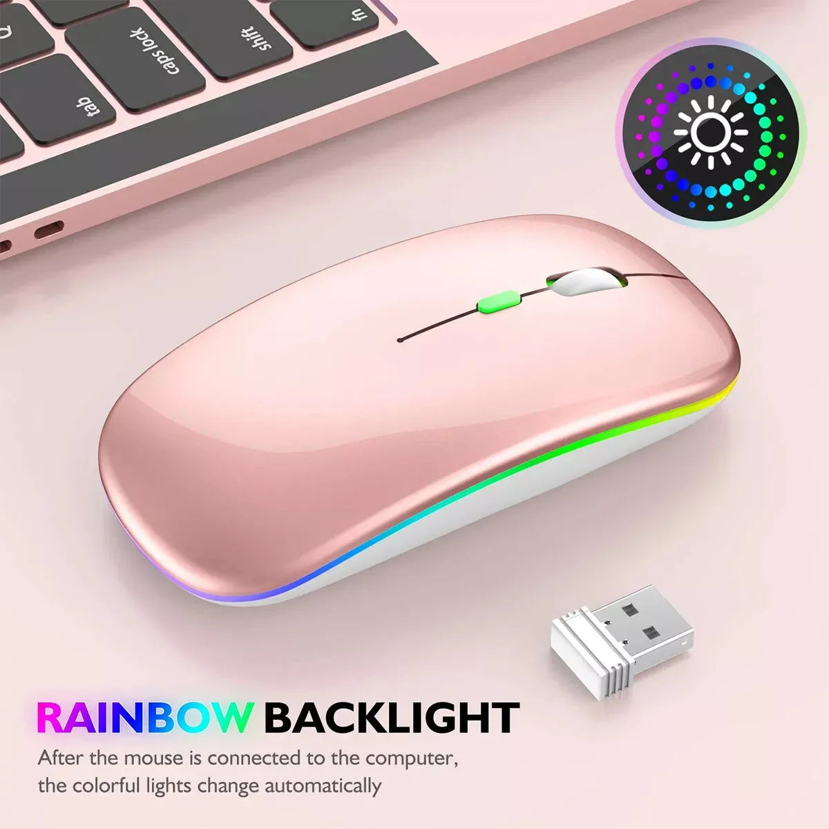Roll Block | Slim LED Wireless Dual-Mode Mouse - Silent RGB Rechargeable Peripherals