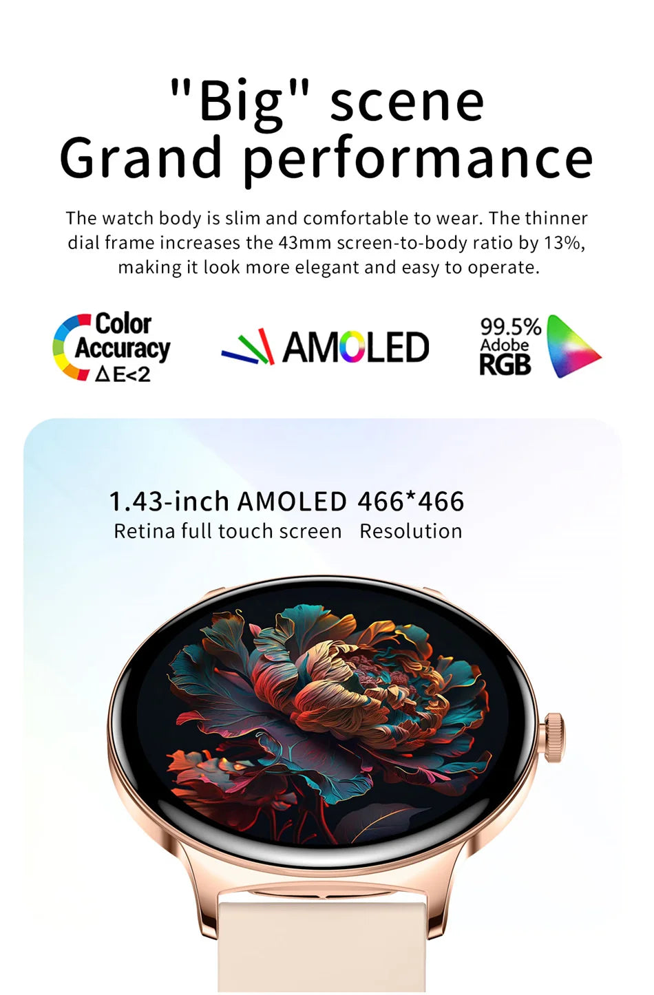 Roll Block | Ultra-Thin Fashion AMOLED Smart Watch - Always-On HD Display & Bluetooth Call Fitness Bracelet