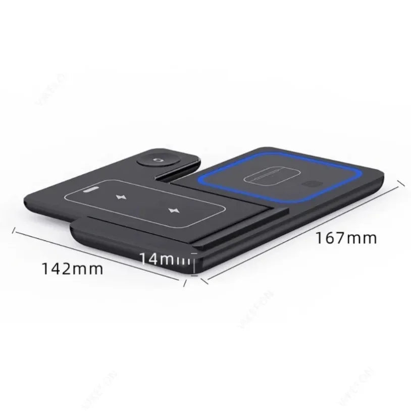 Roll Block | Tri-Fold 3-in-1 Wireless Charging Station - Fast Travel Stand & Desktop Dock