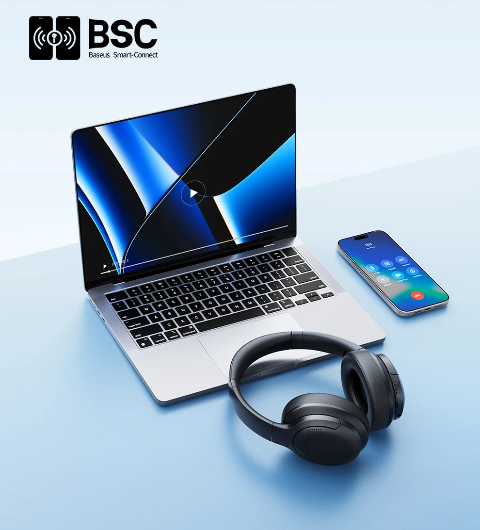 Roll Block | Baseus BH1 Wireless Headphones - 80H Playtime Super Bass Over-Ear Headset