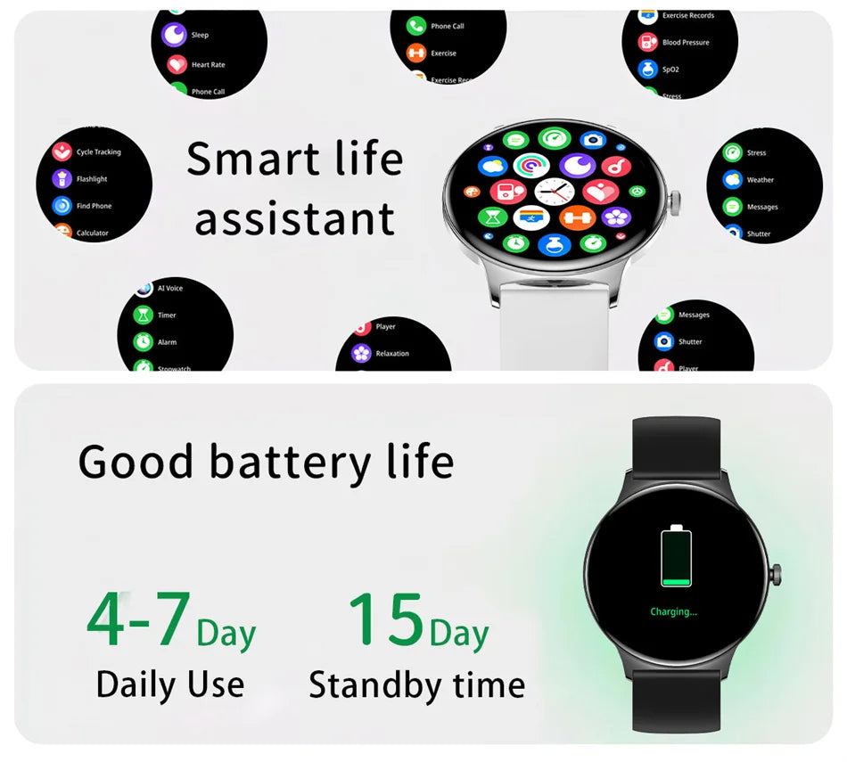 Roll Block | Ultra-Thin Fashion AMOLED Smart Watch - Always-On HD Display & Bluetooth Call Fitness Bracelet