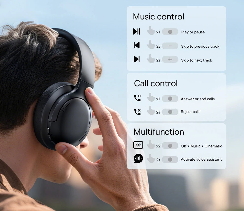 Roll Block | Baseus BH1 Wireless Headphones - 80H Playtime Super Bass Over-Ear Headset