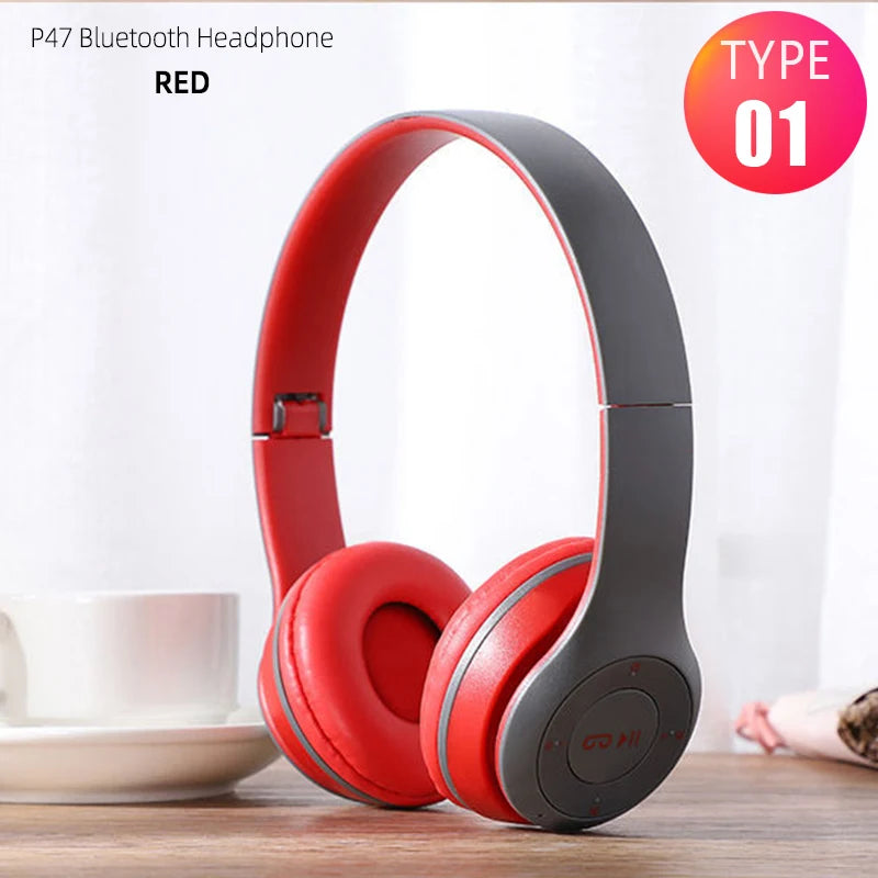 P47 Foldable Wireless Over-Ear & Mini-Invisible Bluetooth 5.0 Headphones