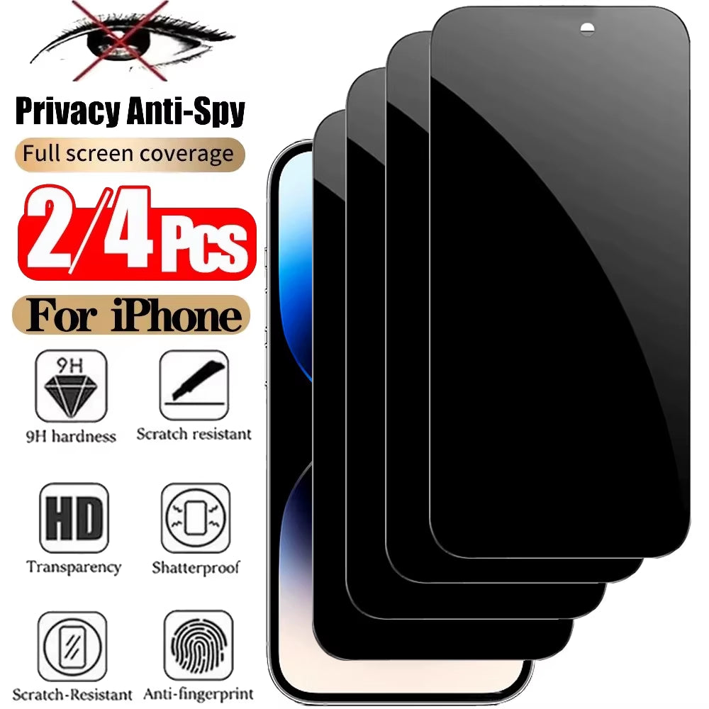 Anti-Spy Privacy Tempered Glass Screen Protectors for iPhone (11 Pro Max to 17 Pro Max)
