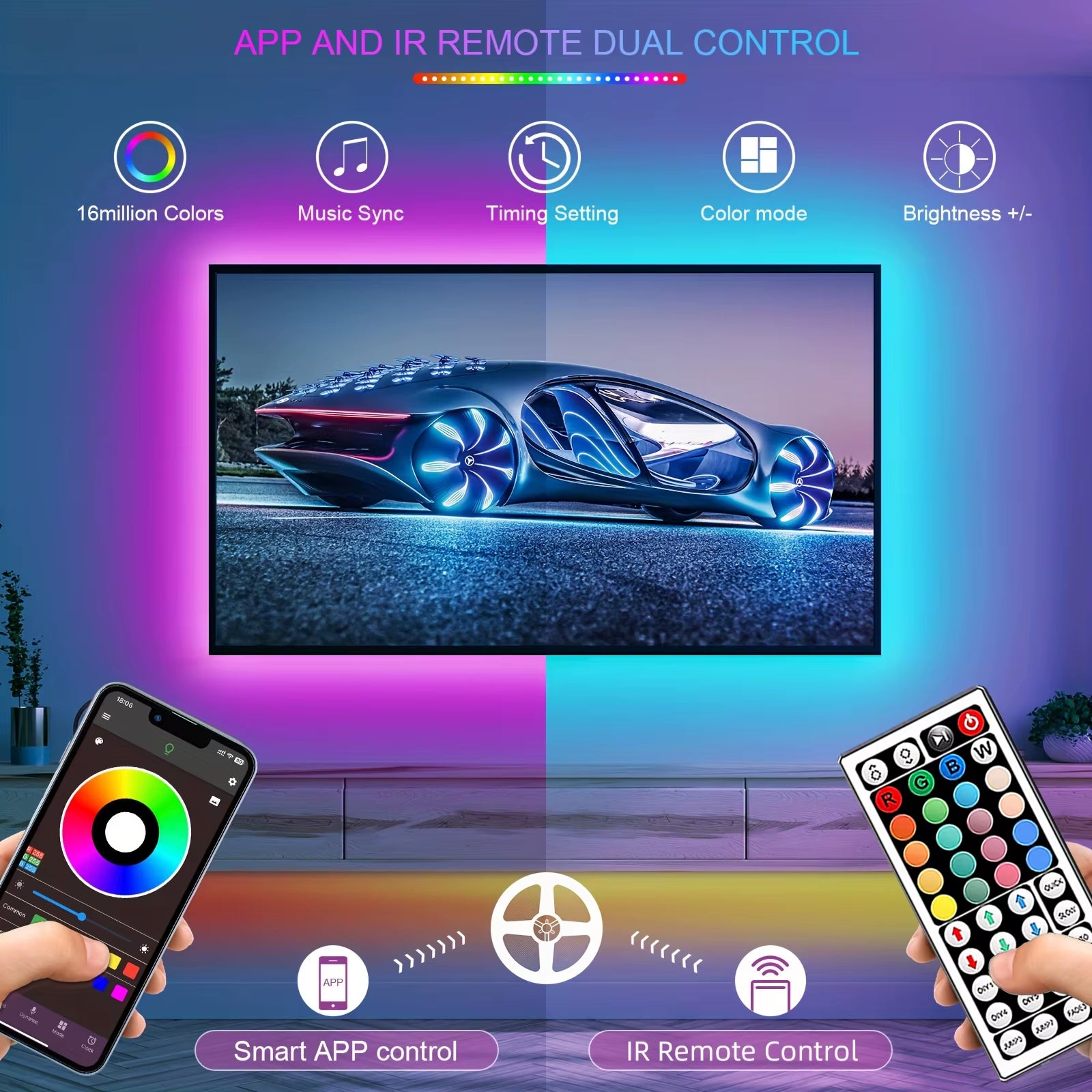 Smart RGB App-Controlled LED Strip Lights (5M / 10M / 20M / 30M)