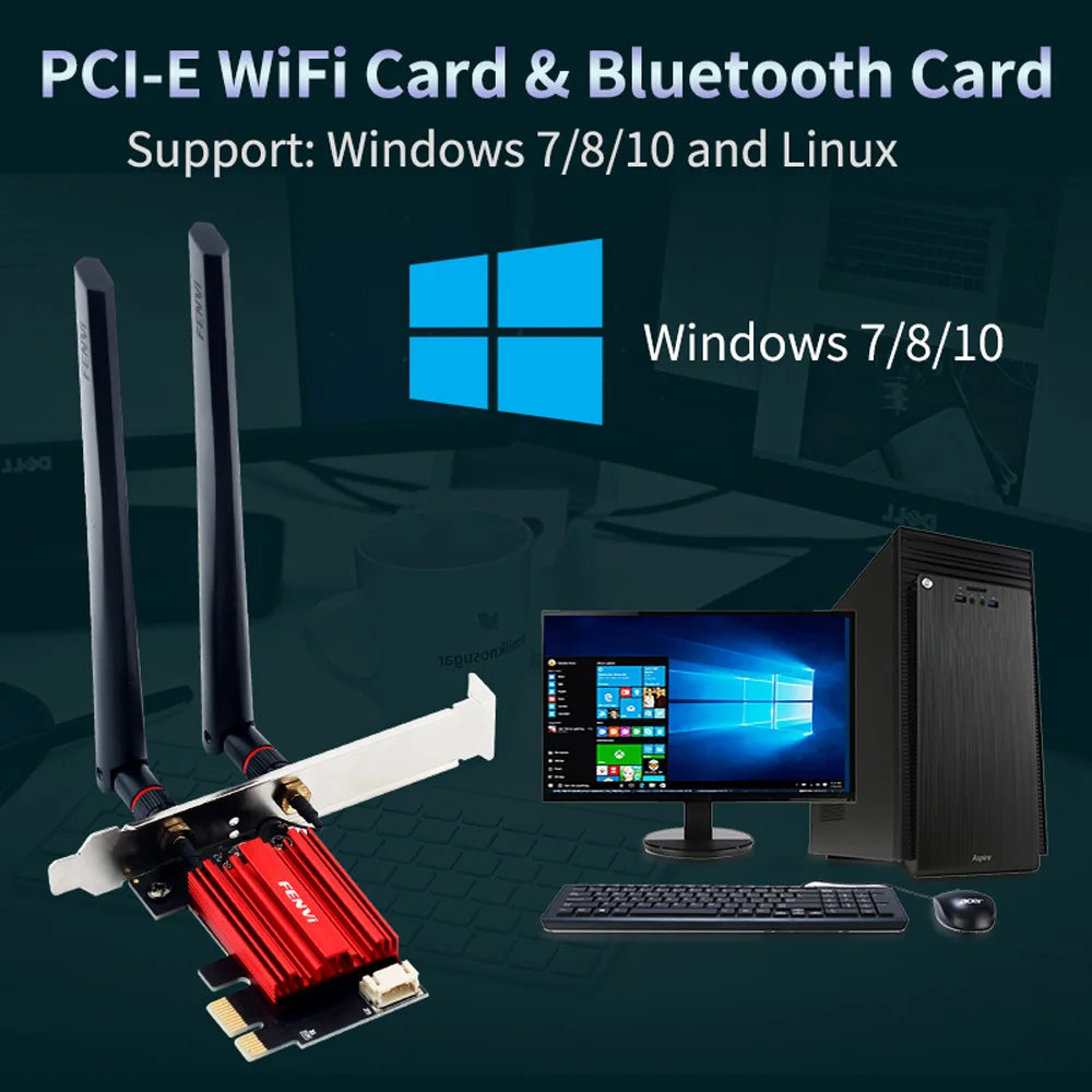 AC1200 WiFi 5 PCIe Wireless Adapter with Bluetooth 4.0