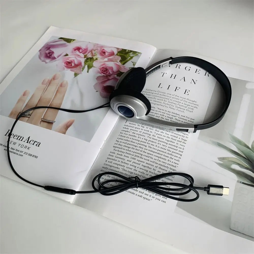 CD Fashion Retro Classic Headset Classic Y2K Wired Headphone over Ear Earbud 3.5Mm Type C Millennium Wind Vintage