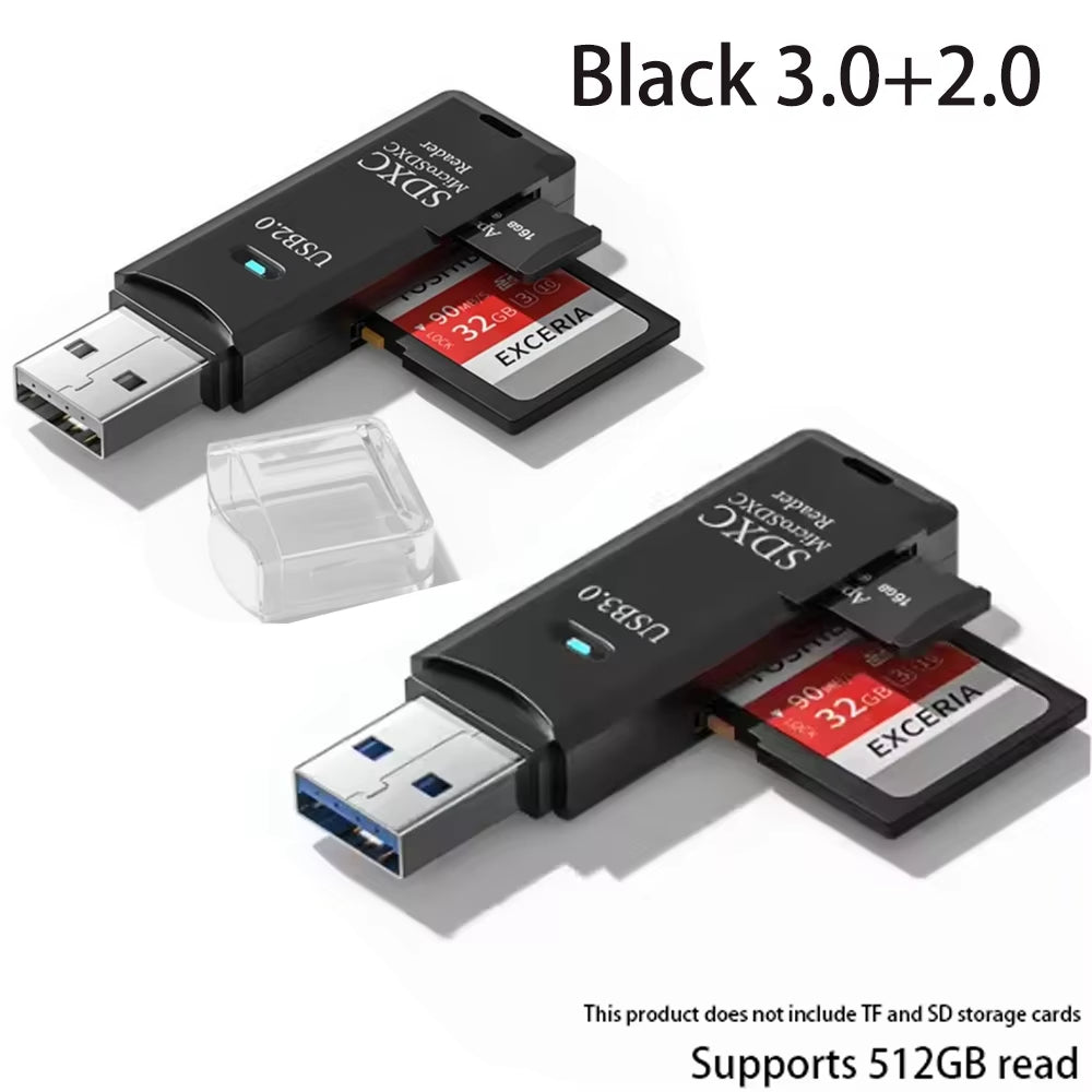 2-in-1 Multi-Functional USB 3.0 TF/SD Memory Card Reader Adapter