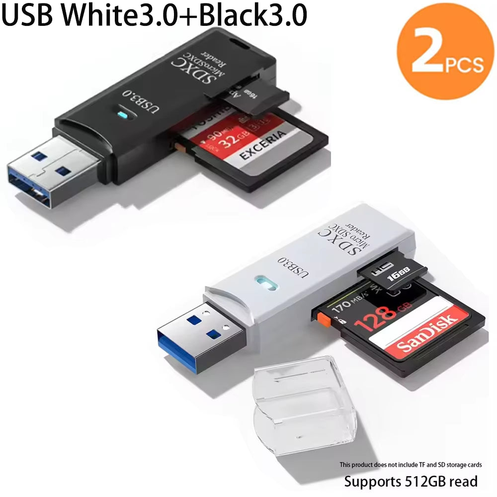 2-in-1 Multi-Functional USB 3.0 TF/SD Memory Card Reader Adapter