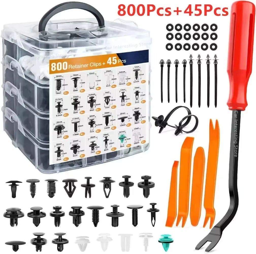 800Pcs-100Pcs Car Fastener Clip Kit Fender Rivet Plastic Clips Auto Body Push Retainer Pin Rivet Bumper Door Trim Panel Repair