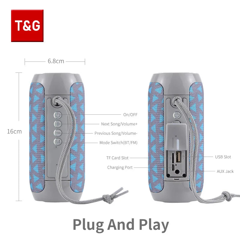 TG117 Portable Waterproof TWS Outdoor Bluetooth Speaker with Stereo Surround Sound