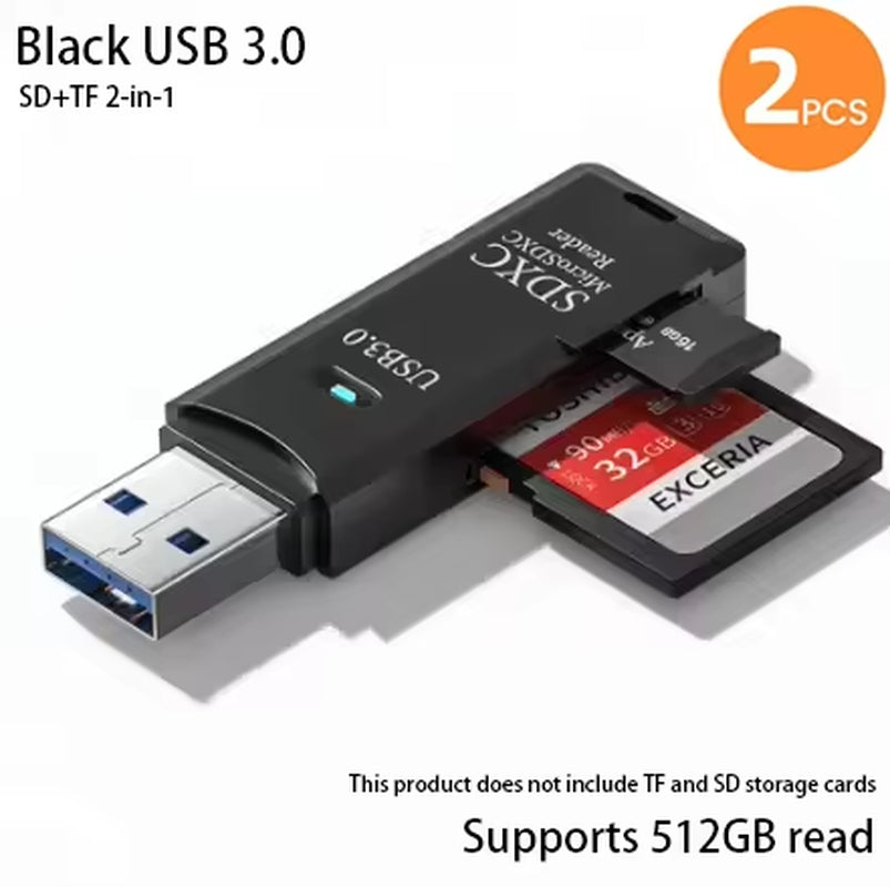 2-in-1 Multi-Functional USB 3.0 TF/SD Memory Card Reader Adapter