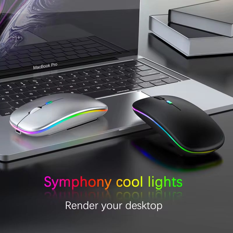 Dual-Mode Rechargeable Wireless RGB Mouse (Bluetooth + 2.4GHz)