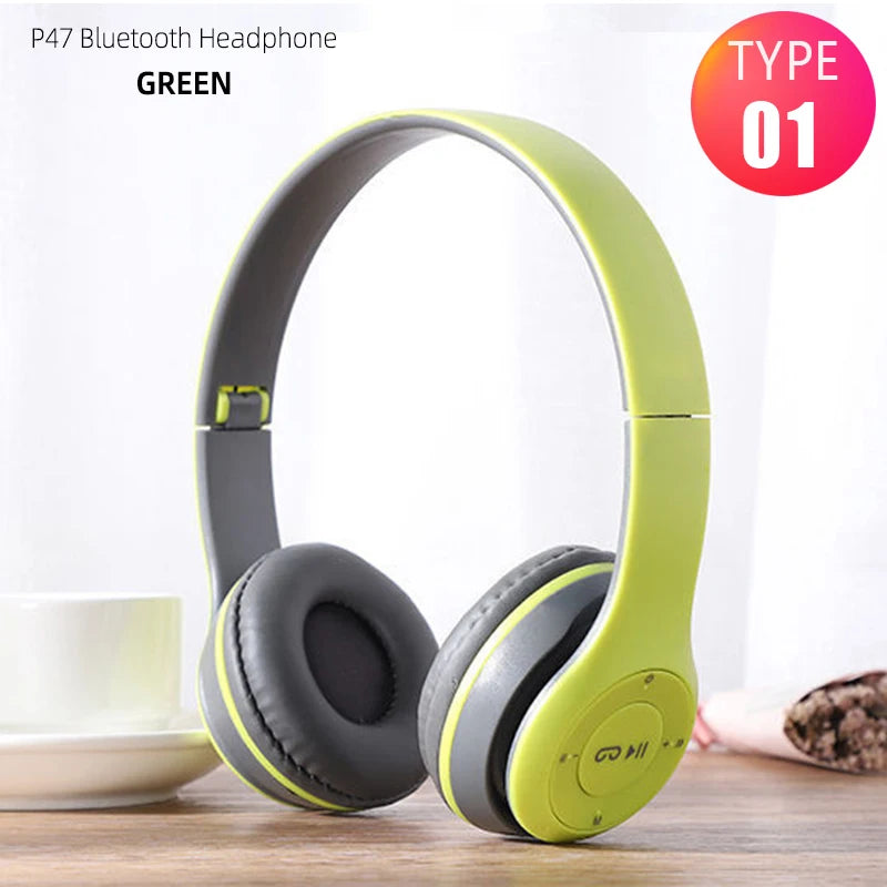 P47 Foldable Wireless Over-Ear & Mini-Invisible Bluetooth 5.0 Headphones