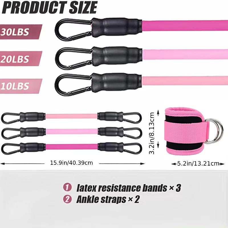 Multi-Functional Ankle Straps Resistance Bands Set
