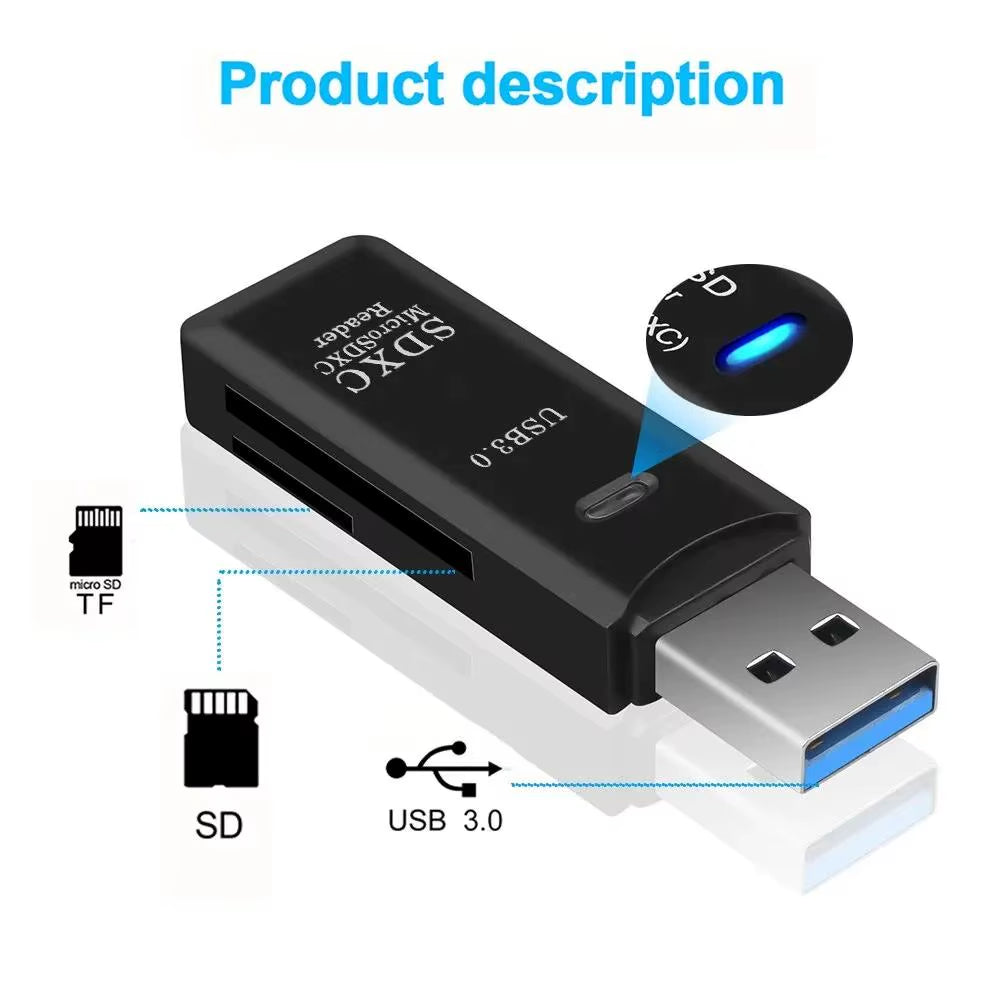 2-in-1 Multi-Functional USB 3.0 TF/SD Memory Card Reader Adapter